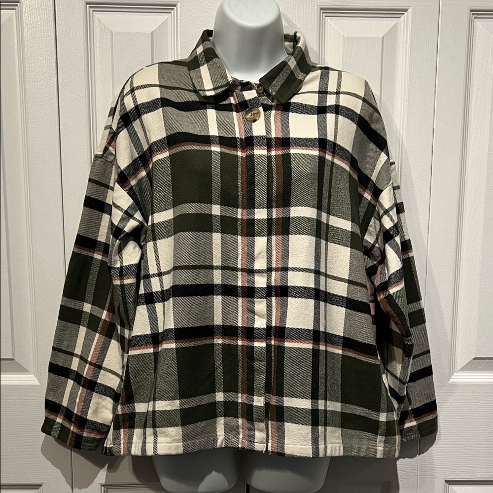 Madewell Bromley Boxy Flannel Shirt Shacket Size M